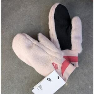 NIKE Mittens Light Pink Size XS Faux Fur Mittens NWT Warm Plush Women's Mittens